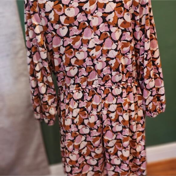 Nine West XL Floral Dress V Neck Long Sleeve Career Church Coffee Date - Picture 3 of 4